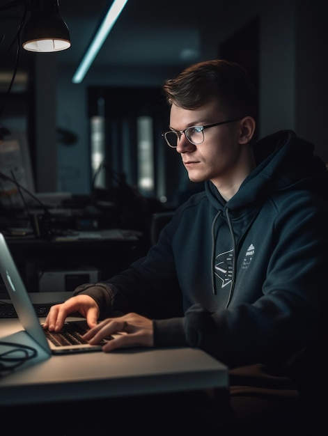 Diseñador trabajando en una computadora portátil en una oficina