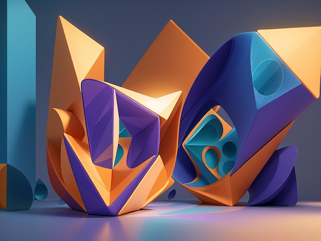 Diseñar una composición 3D abstracta visualmente llamativa inspirada en el concepto de la tecnología holográfica