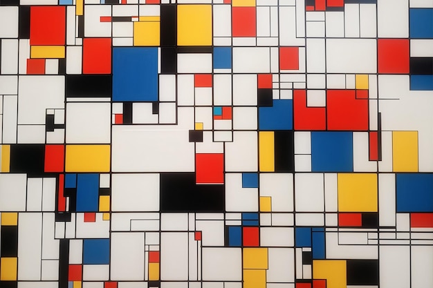 Diseñar un fondo geométrico abstracto inspirado en las obras de Piet Mondrian