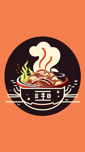 Diseñar un logotipo gráfico de comida ramen que incorpore tres elementos que representen la cultura china.