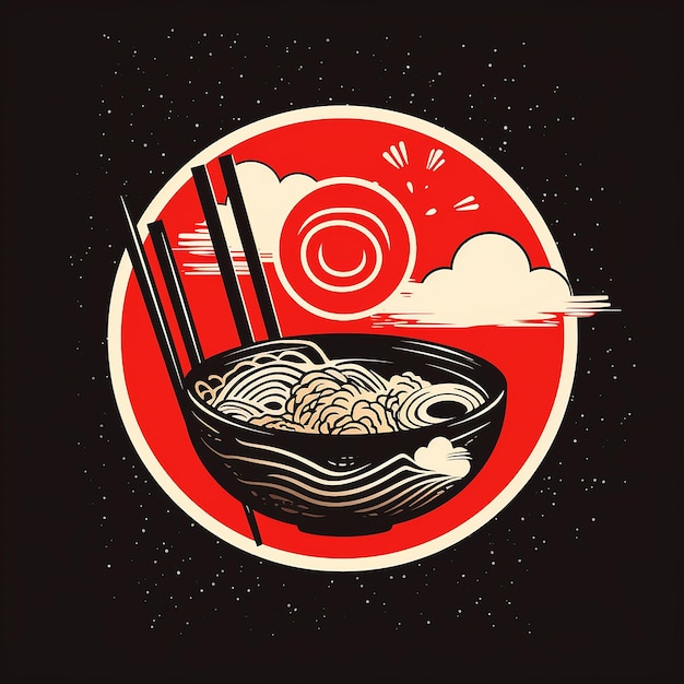 Foto diseñar un logotipo gráfico de comida ramen que incorpore tres elementos que representen la cultura china.