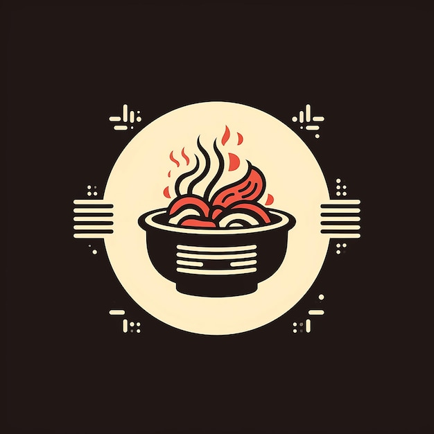 Diseñar un logotipo gráfico de comida ramen que incorpore tres elementos que representen la cultura china.