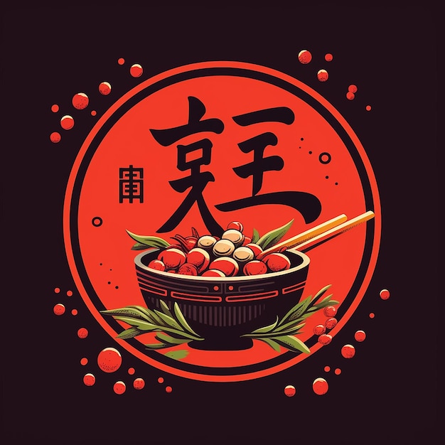 Foto diseñar un logotipo gráfico de comida ramen que incorpore tres elementos que representen la cultura china.