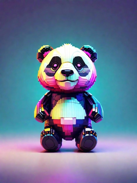 Diseñar un oso panda con formas de píxeles