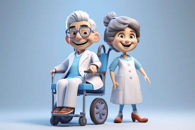 Diseñar personajes 3D que representen a los cuidadores y a los profesionales de la salud que ayudan a los ancianos