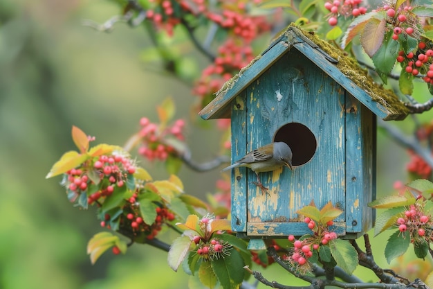 Foto diseñar un proyecto de casa de pájaros para mejorar las poblaciones de aves urbanas en primavera