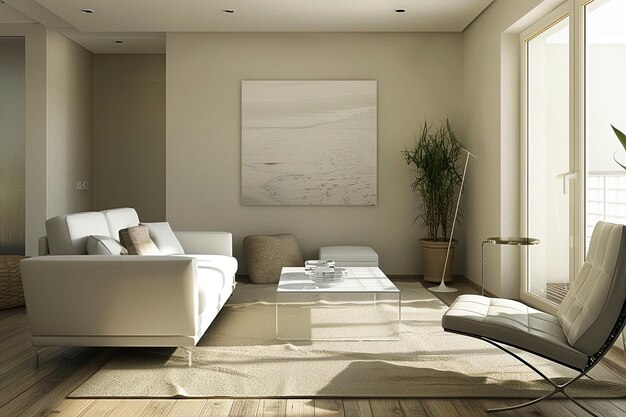 Foto diseñar una sala de estar con una decoración minimalista