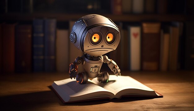 Diseñe un pequeño robot en forma de libro que se sienta en su escritorio o mesita de noche Cuando usted lee puede volver sus páginas mostrar animaciones relevantes e incluso proporcionar ambición suave
