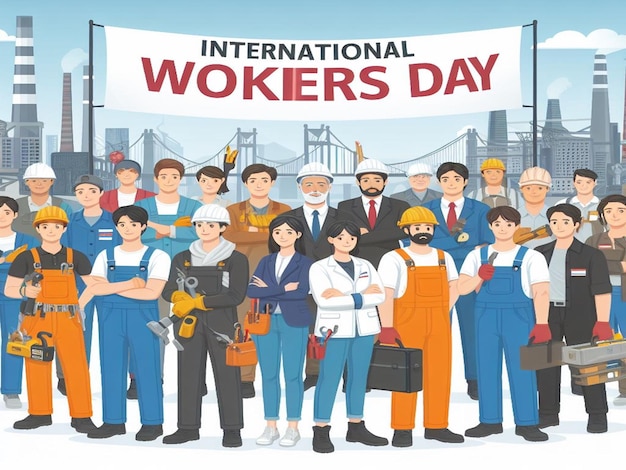 Diseño para el 1 de mayo, Día Internacional de los Trabajadores y Día de Mayo