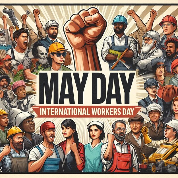 Diseño para el 1 de mayo, Día Internacional de los Trabajadores y el Primero de Mayo