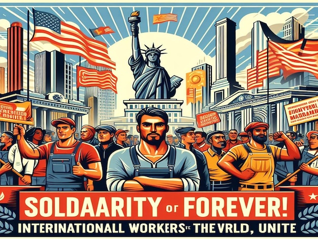 Diseño para el 1 de mayo, Día Internacional de los Trabajadores y el Primero de Mayo
