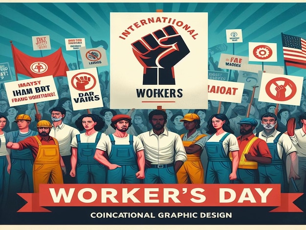 Diseño para el 1 de mayo, Día Internacional de los Trabajadores y el Primero de Mayo