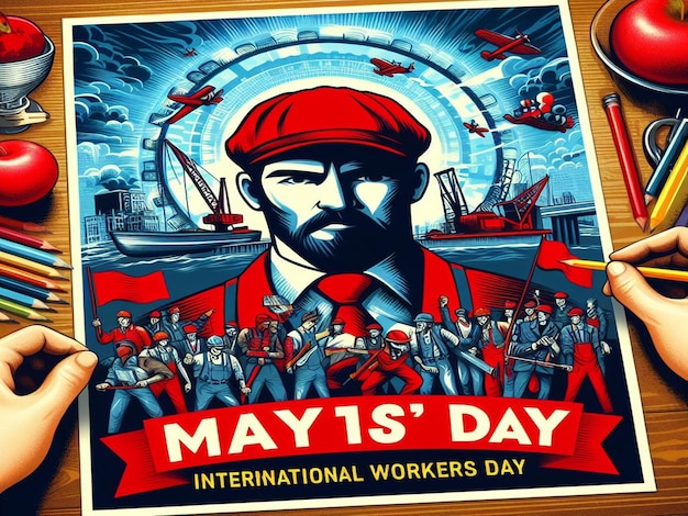 Diseño para el 1 de mayo, Día Internacional de los Trabajadores y el Primero de Mayo