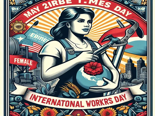 Diseño para el 1 de mayo, Día Internacional de los Trabajadores y el Primero de Mayo