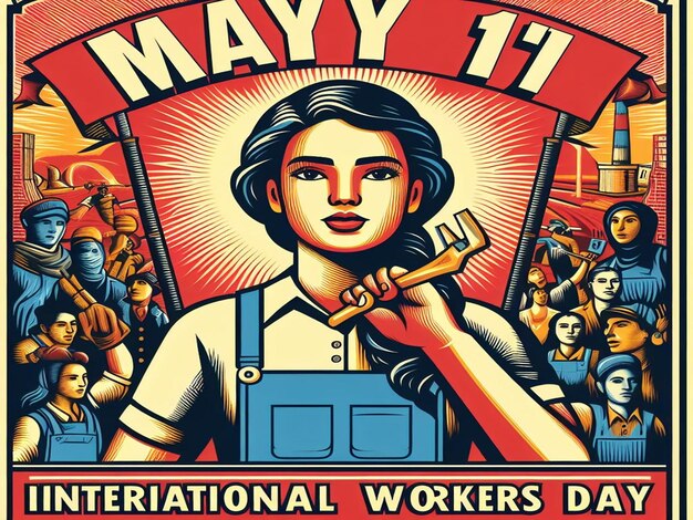 Diseño para el 1 de mayo, Día Internacional de los Trabajadores y el Primero de Mayo