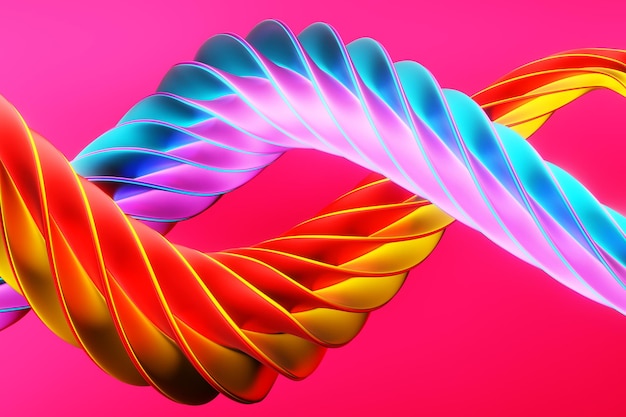 Foto diseño 3d abstracto contra fondo coloreado renderización 3d de formas lisas bajo color neón