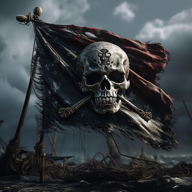 Diseño 3D de la bandera pirata