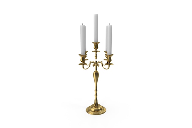 El diseño 3D del candelabro de oro