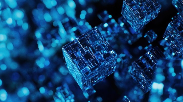 Foto diseño 3d de cubos azules abstractos