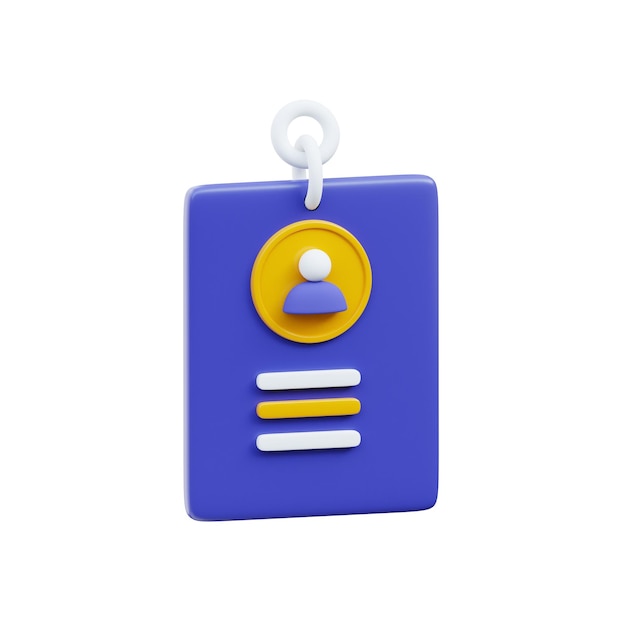 Diseño 3D del icono de la insignia de identificación profesional