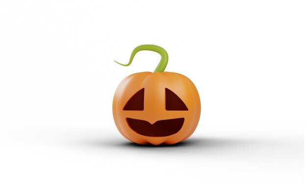 Diseño 3d de la ilustración de la calabaza de Halloween en el fondo blanco