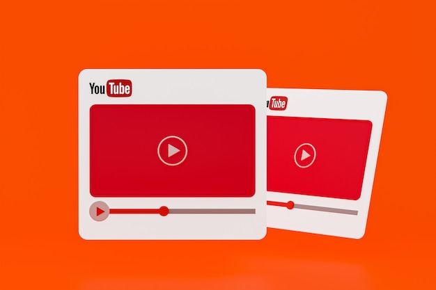 Foto diseño 3d del reproductor de video de youtube o interfaz de reproductor de medios de video