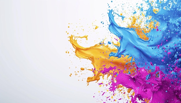 un diseño 3D con salpicaduras de colores abstractos que representan Holi