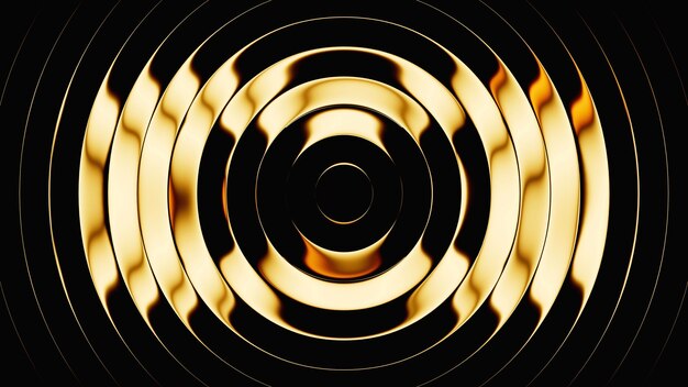 diseño abstracto con anillos dorados aislados sobre un fondo negro