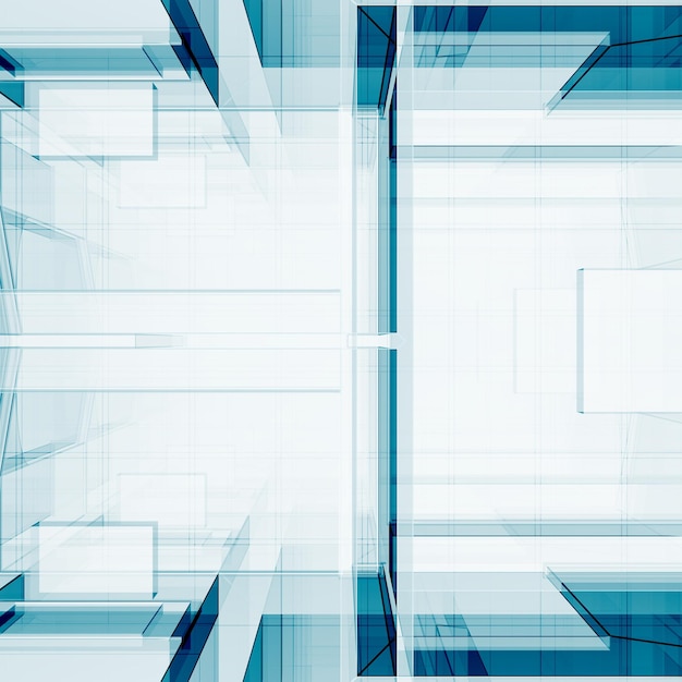 Diseño abstracto azul renderizado en 3D.