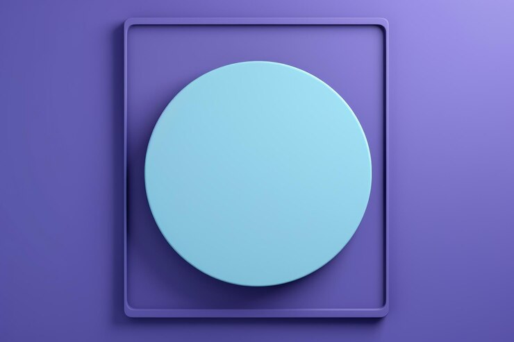 Foto diseño abstracto cautivador que promueve productos con podio cuadrado y circular sobre fondo azul