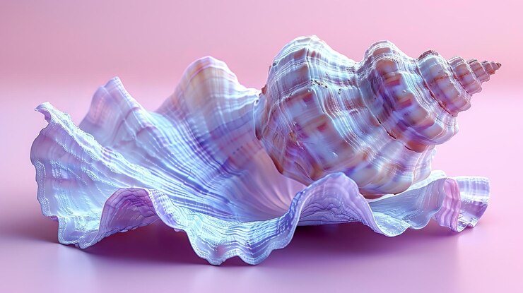 Foto diseño abstracto de conchas marinas en 3d en fondo blanco foto de stock de alta resolución