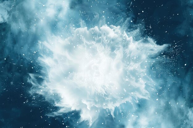 Foto diseño abstracto de la explosión de la nube de nieve de polvo blanco sobre un fondo oscuro