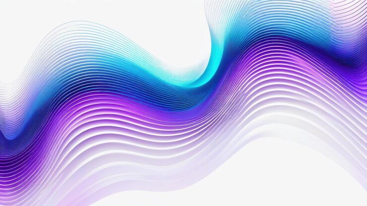 Foto un diseño abstracto de flujo suave con vibrantes ondas púrpuras y azules sobre un fondo blanco