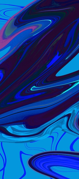 Diseño abstracto, fondo realizado en tinta de colores brillantes en agua. Arte Moderno. Técnica de pintura flotante. Papel tapiz de acuarela o telón de fondo para dispositivo con ondas y curvas de azul.