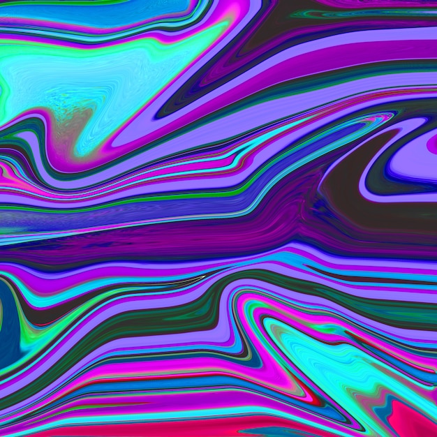 Diseño abstracto, fondo realizado en tinta de colores brillantes en agua. Arte Moderno. Técnica de pintura flotante. Papel tapiz de acuarela o telón de fondo para dispositivo con ondas y curvas de color morado, negro, amarillo.