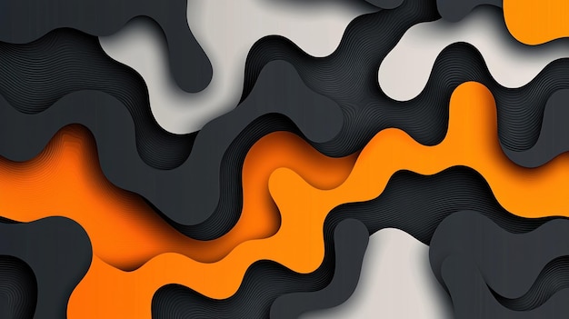 Diseño abstracto con formas en capas en naranja y negro