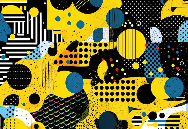 un diseño abstracto con formas geométricas y colores al estilo de los gráficos inspirados en el arte pop