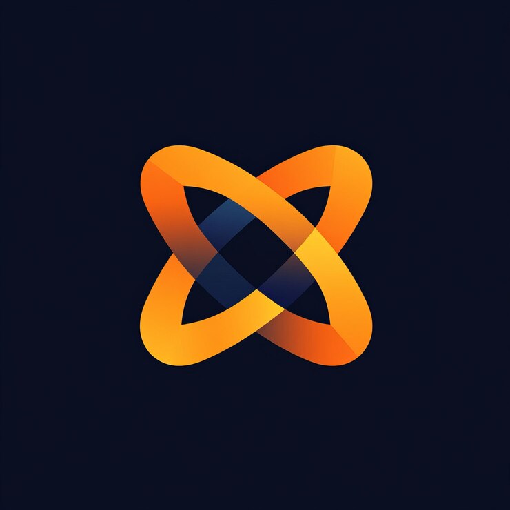Foto diseño abstracto con un gradiente de colores naranja y azul que forma una figura en forma de estrella