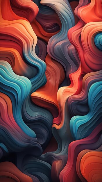 Diseño abstracto hipnotizante con curvas de intersección y colores vibrantes IA generativa