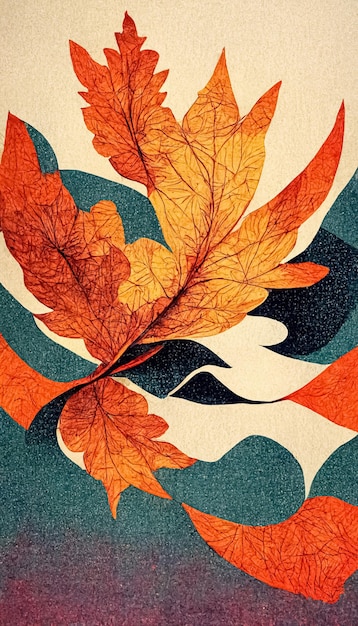 Diseño abstracto de hojas de otoño estilizadas Fondo decorativo de otoño estacional Ilustración 3D