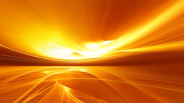 Diseño abstracto de horizonte fractal naranja brillante con amanecer