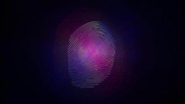 Diseño abstracto de huellas dactilares de neón en fondo oscuro