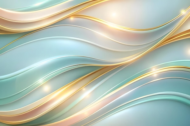 Diseño abstracto libre de colores rosa y azul y fondos de ondas doradas