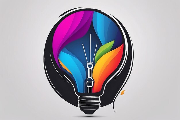 Foto diseño abstracto del logotipo de la bombilla digital