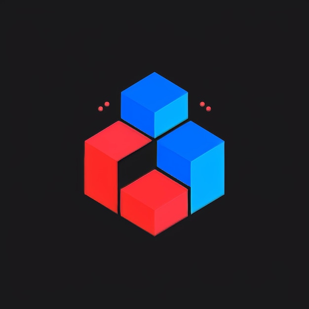 Diseño abstracto del logotipo del cubo renderización 3D ilustración 3D