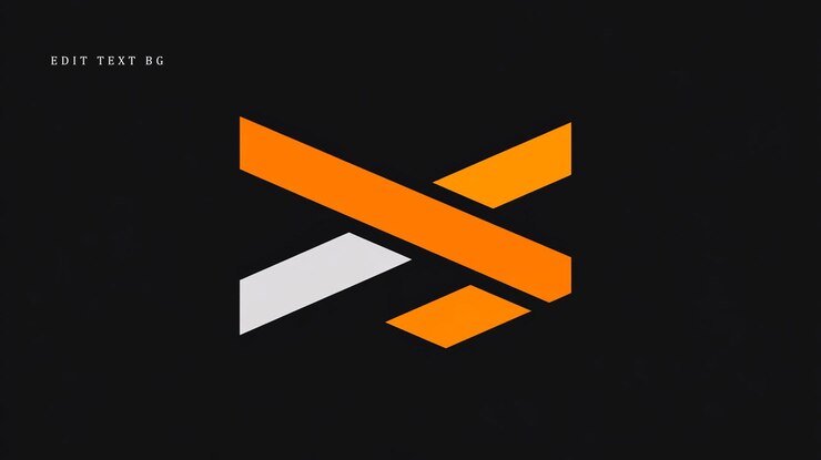 Foto diseño abstracto del logotipo x geométrico naranja y gris sobre fondo negro