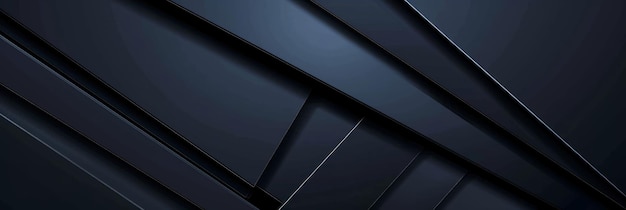 Diseño abstracto minimalista con líneas negras y formas geométricas fondo de gradiente azul oscuro y luces de tiras metálicas reflectantes