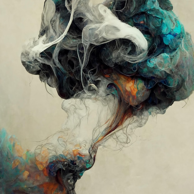 Diseño abstracto de una nube de polvo Arco iris colorido de partículas de polvo sobre fondo gris
