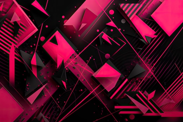 Diseño abstracto rosa neón y negro