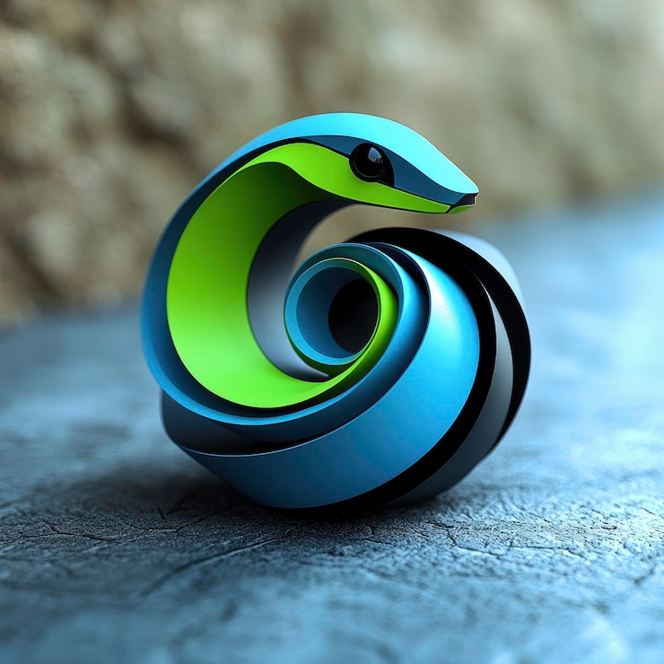 Foto diseño abstracto de serpiente en azul y verde